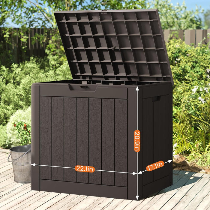 Simenmax 31-Gallon Outdoor Deck Box - Weatherproof Lockable Storage Container for Patio, Garden,Brown