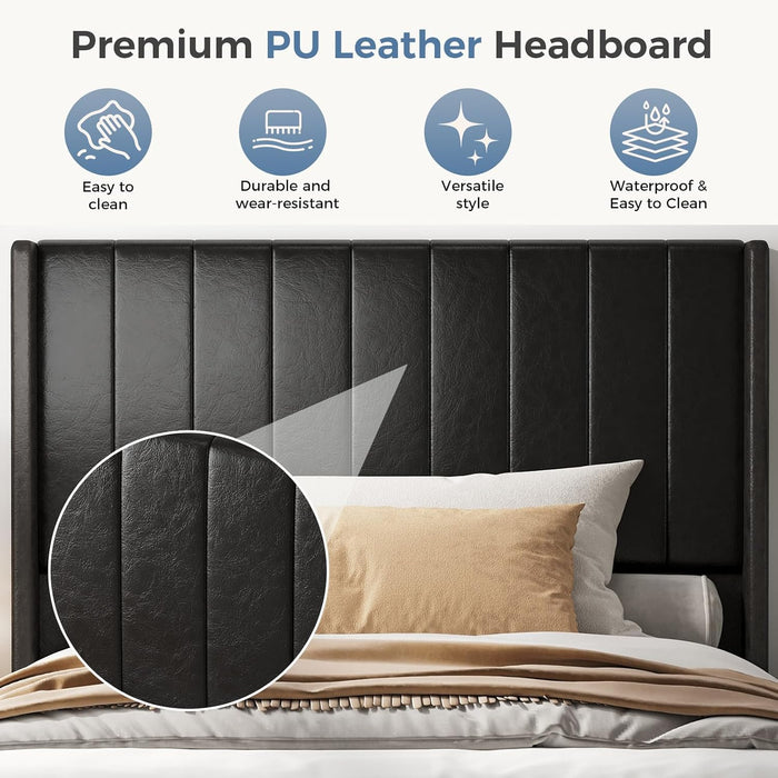 Bed Frames with Headboard, Fabric Upholstered Platform Bed with Wood Slats 500 lbs Support , Noise Free, No Box Spring Needed