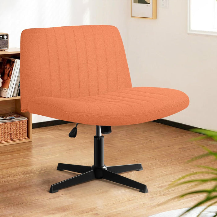 Fabric Padded Armless Wide Seat 120¡ã Rocking Mid Back Ergonomic Computer Task Vanity Chairs