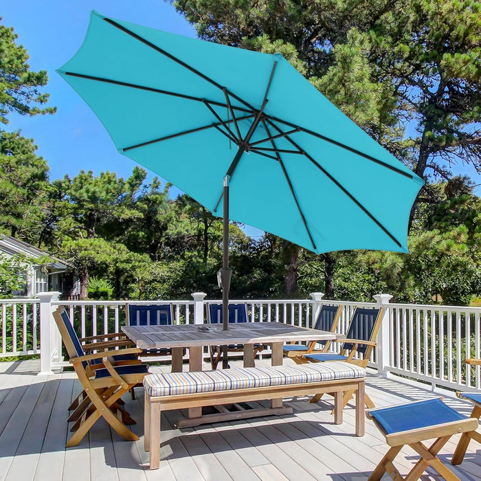 Bigleap 9FT Patio Umbrella, Market Umbrella with 8 Sturdy Ribs, Outdoor Table Umbrella for Garden, Lawn, Backyard, Pool, Blue