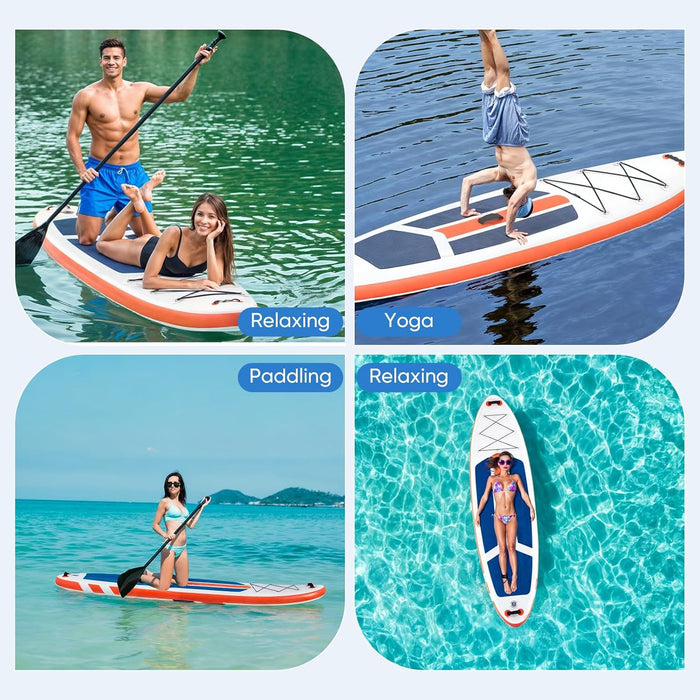 Bigleap Inflatable Paddle Board Stand Up Paddle Board 6‘’ Thick 2-in-1 Paddle with Sup Accessories & Carry Bag & Fast Pumping for All Skill Levels, Orange