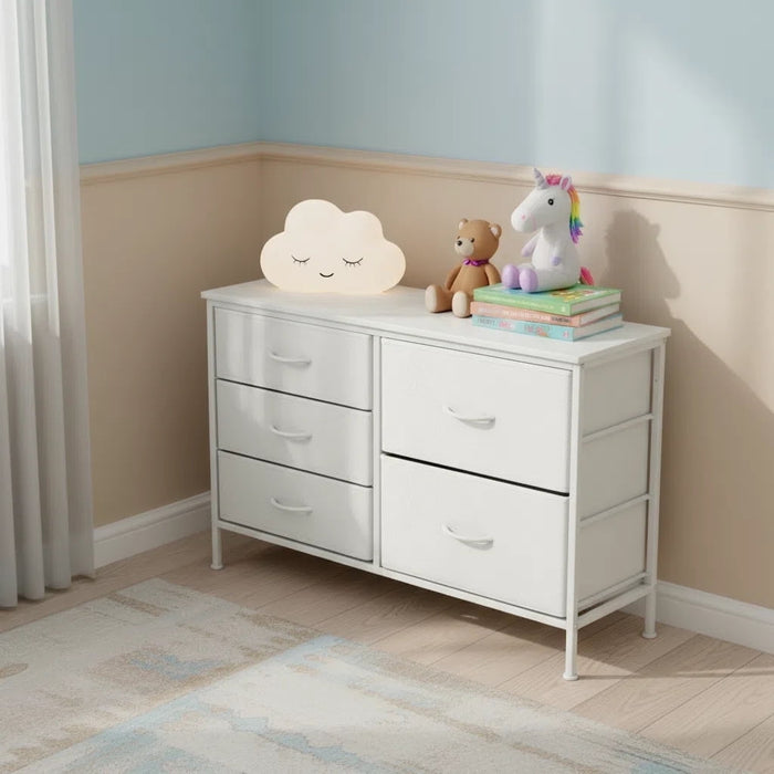 Betcozy 5-Drawer Storage Dresser, TV Stand with Storage, Organize Cabinet for Living room, Entry Way, Office,White