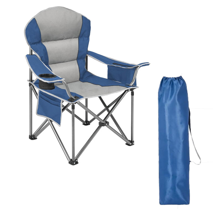 Betcozy Oversized Folding Camping Chair- 500 lbs Heavy-Duty Support , Ultra-Comfortable Design for Adults, Includes Cooler Bag for Outdoor Lawn, Sports & Travel, Blue, 1 PCS
