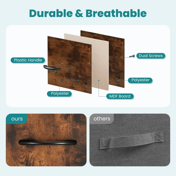 Aidoly Drawer Dresser with Wooden Top, Adjustable Feet, Sturdy Metal Frame Dressers for Bedroom, Living Room