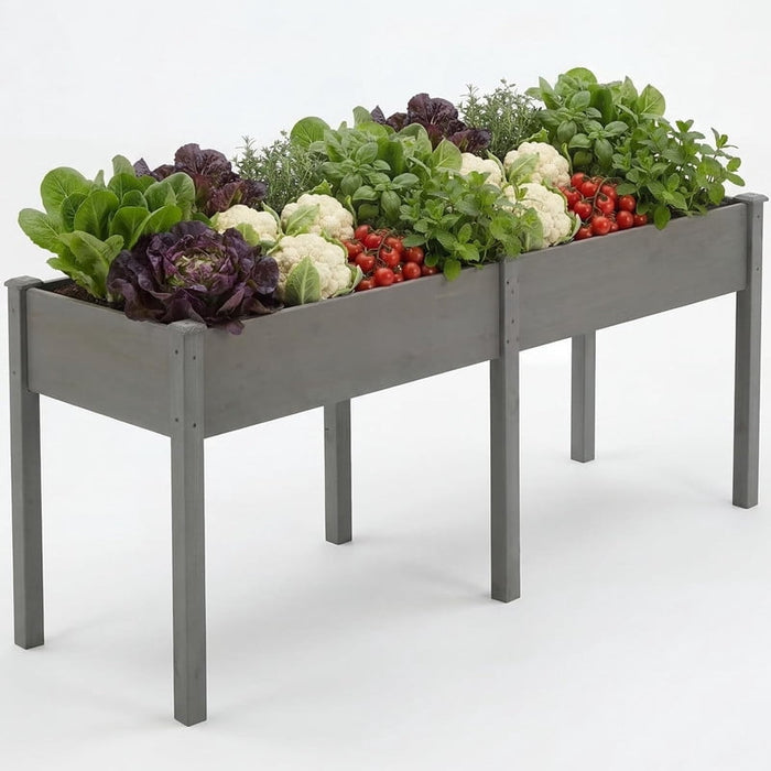 Simenmax 72'' Raised Garden Bed with Legs, Large Elevated Wooden Planter Box for Backyard, Patio, Balcony – Includes Liner & Drainage Holes, Gray