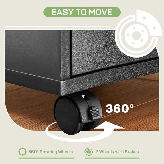 Drawer Wood File Cabinet with Wheels, Rolling Storage Organizer for Home Office