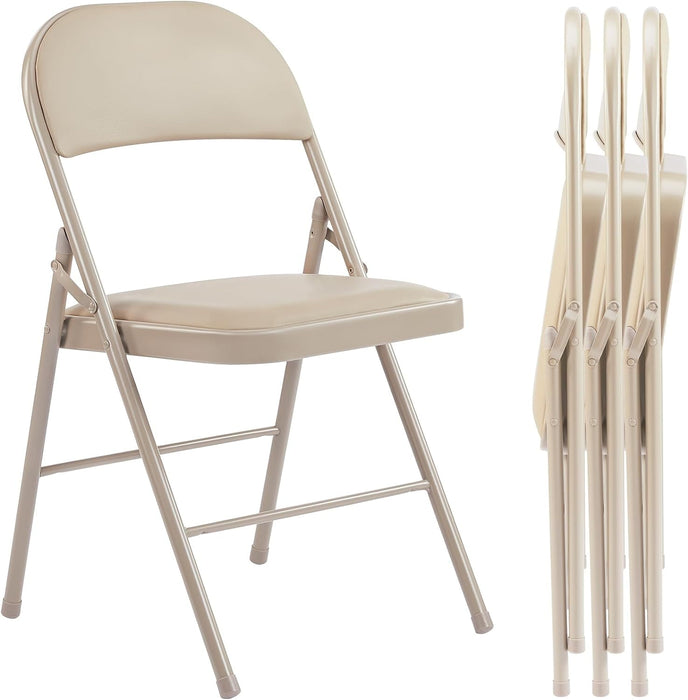 Blorly Folding Chair, 6 Pack Metal Padded Chairs for Outdoor & Indoor, Events Office Wedding Party, 330lbs Capacity, Kahki