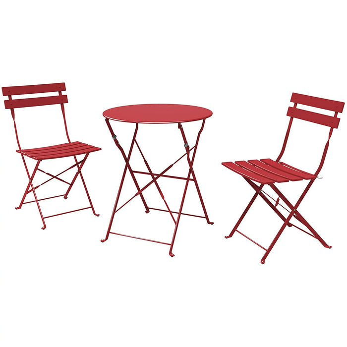 Mydepot Folding Outdoor Patio Bistro Set, 3 Piece Table & Chairs, Durable Furniture Sets