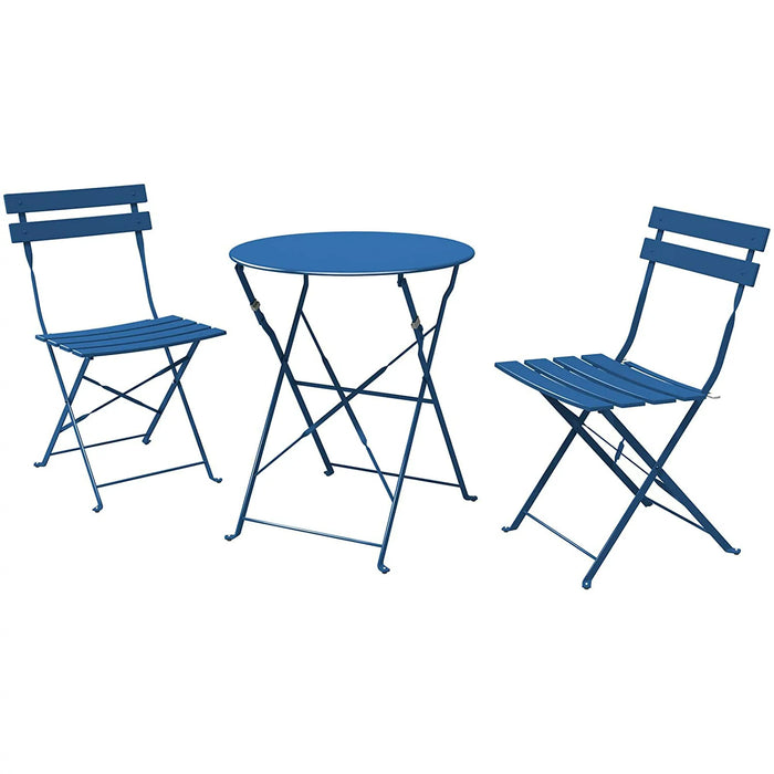 Mydepot Folding Outdoor Patio Furniture Sets, 3 Piece Bistro Table and Chairs Set
