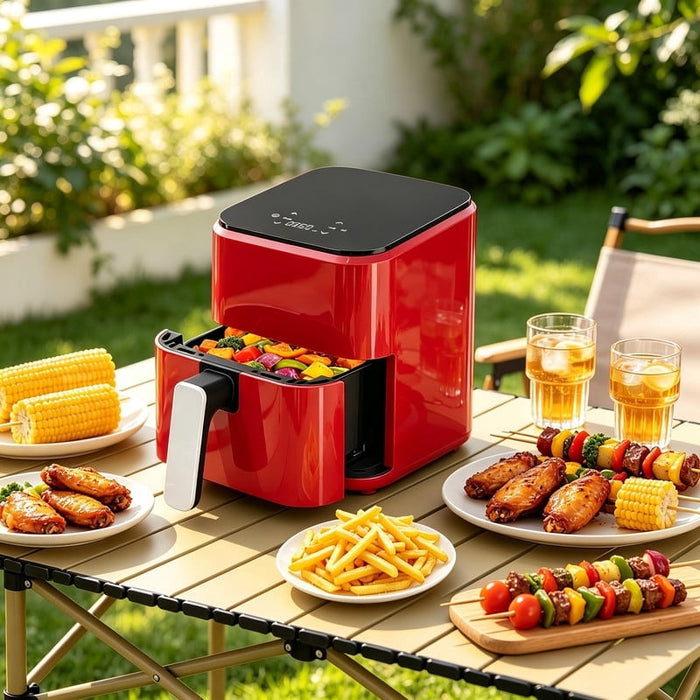 Taoset 3.17 QT Air Fryer, Digital Touch Panel and Timer with Built-in Cooking Guide, MAX 400鈩?for Golden Crispy, Healthy Low Oil, Fast 360掳 Hot Air Circulation, Auto Power-Off Protection, Red