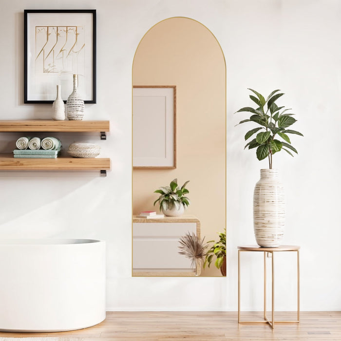 Smiaoer Arched Floor Mirror for Standing, Leaning, or Hanging in Bedroom, Living Room, or Entryway