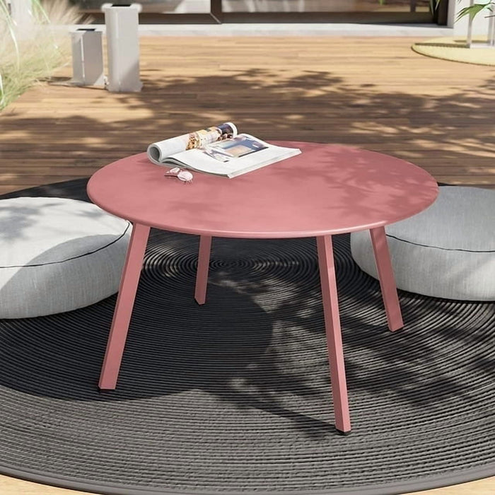 Taoset Patio Coffee Table, Round Patio Side Table, Coffee Table, Modern, Stylish, Living Room, Outdoor, Home Decor, Versatile, Pink