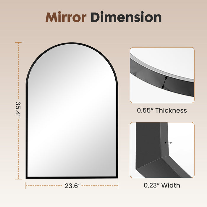 Simenmax 24''x36'' Arched Mirror, Wall Mounted Mirror Bathroom Mirror for Bathroom, Bedroom, Entryway, Living Room Wall Decor,Black