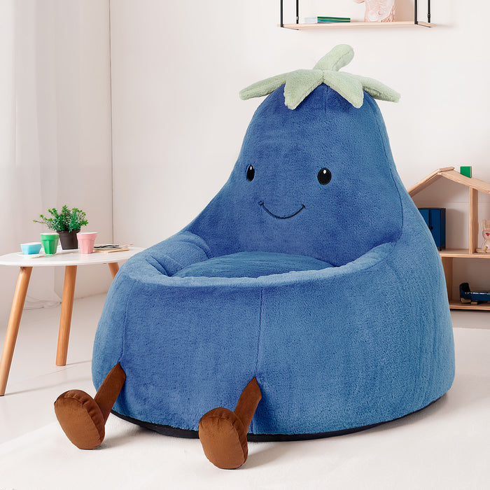 Simenmax 24'' Bean Bag Chair, Plush Rabbit Fur L-Shape Lounger, Washable Stuffed Sofa for Living Room, Bedroom & Reading Nook,Dark Blue