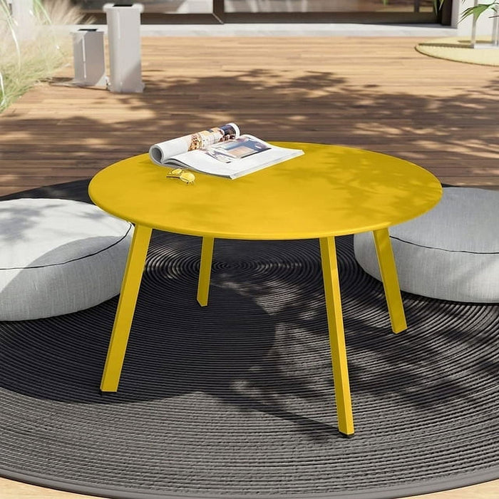 Taoset Patio Coffee Table, Round Patio Side Table, Coffee Table, Modern, Stylish, Living Room, Outdoor, Home Decor, Versatile, Yellow