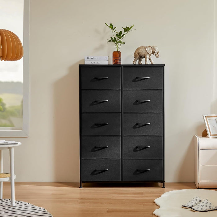 Betcozy 10-Drawer Tall Storage Tower, Giant Vertical Organizer for Living Room, Hallway,Black