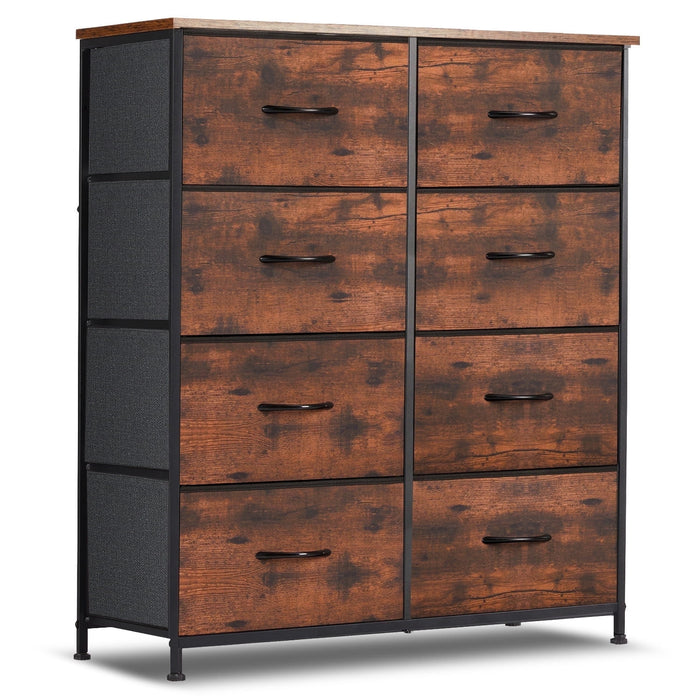 Simenmax 8 Drawer Dresser for Bedroom Fabric Dresser Chest of Closets Storage Units Organizer Tower Wooden Top Shelf for Bedroom, Hallway, Entryway, Closet,Brown