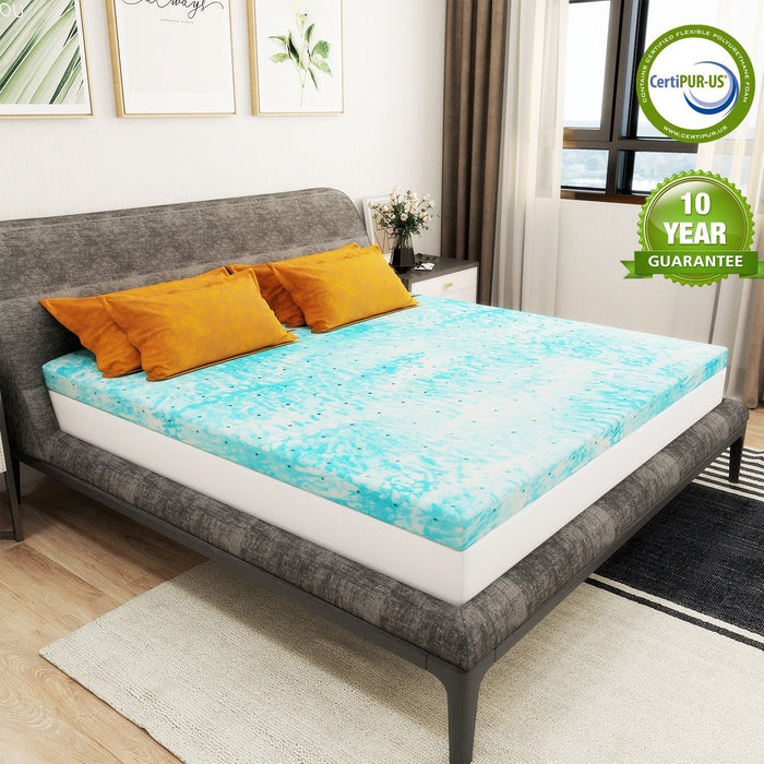 Beddle Cooling Gel-infused Memory Foam Mattress Topper for Pressure Relief