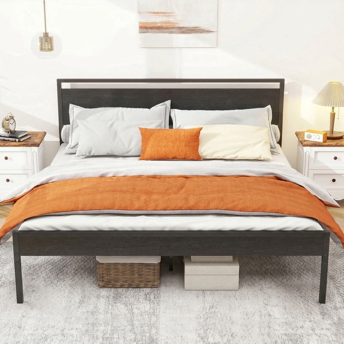 Taoset King Bed Frame, Mattress Foundation with Headboard, No Box Spring Needed, 800LBS Sturdy Metal Slats Support, Noise Free, Black