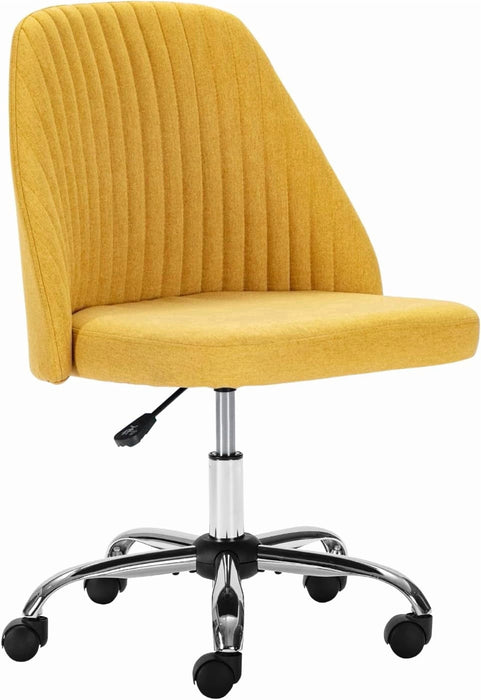 Taoset Modern Vanity Chair with Adjustable Height - 360掳 Swivel & Comfortable Cushion for Dressing Room & Bedroom, Yellow