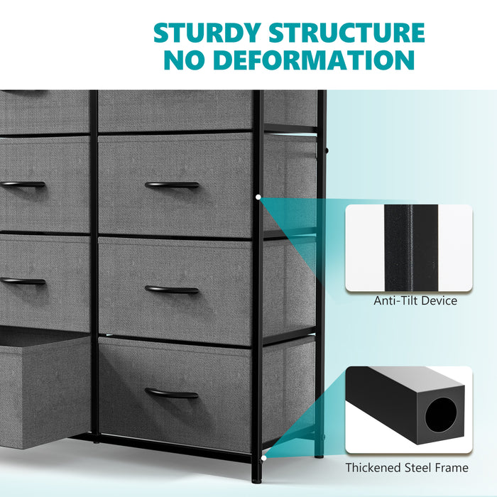 Bigleap 8 Drawer Dresser, Fabric Storage Tower Organizer with Wood Top and Steel Frame for Bedroom, Closet, Hallway, Entryway,Gray