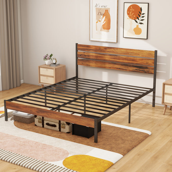 Bigleap Queen Size Metal Platform Bed Frame, No Box Spring Needed with 800LBS Sturdy Wooden Slats Support, Noise Free