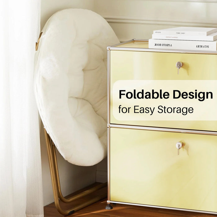 Beddle Saucer Chair for Adults Faux Fur Folding Bedroom Chairs
