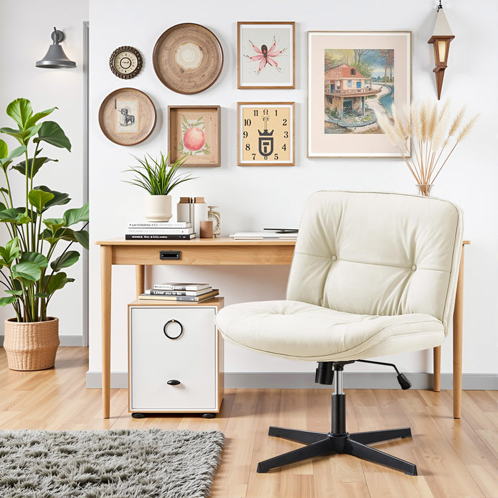 Armless Criss Cross Legged Chair, OverSized Desk Chairs, Adjustable Swivel Vanity / Rest Chair