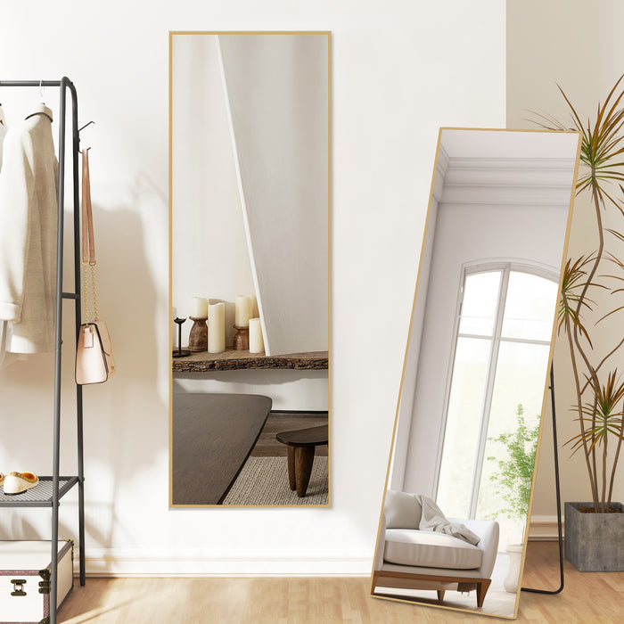 16"x59" Mirror Full Length, Body Wall Mirrors with Shatter-Proof Glass, Floor Standing, Hanging or Leaning, Tall Mirror with Stand Aluminum Alloy Frame for Bedroom Cloakroom