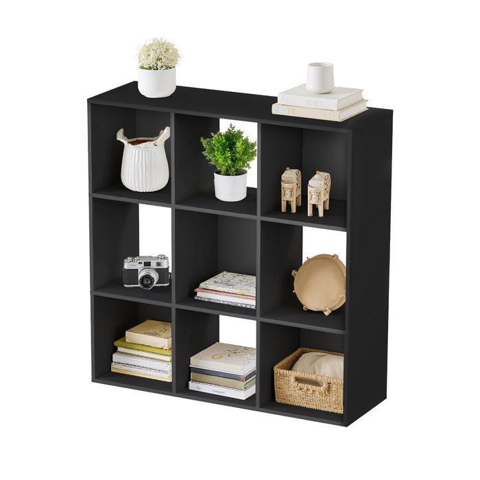 Simenmax 9 Cube Storage Organizer, Bookshelf with 5 Removable Back Panels for Living Room, Bedroom, Home Office, Black