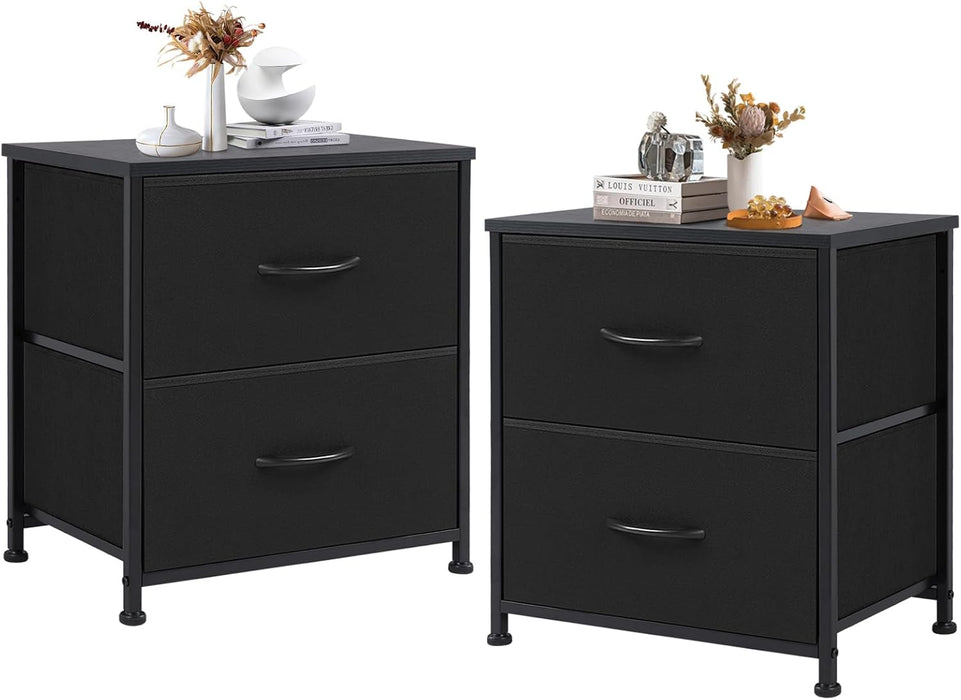 Small Nightstand Dresser with 2 Fabric Drawers, 20-Inch Tall Bedside Table for Bedroom, Closet, or Dorm Storage