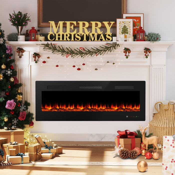 Simenmax 42 inch Electric Fireplace, Recessed Wall Electric Fireplace inserts,Ultra Thin Adjustable Flame Colors Fireplace with Touch Screen and Remote Control