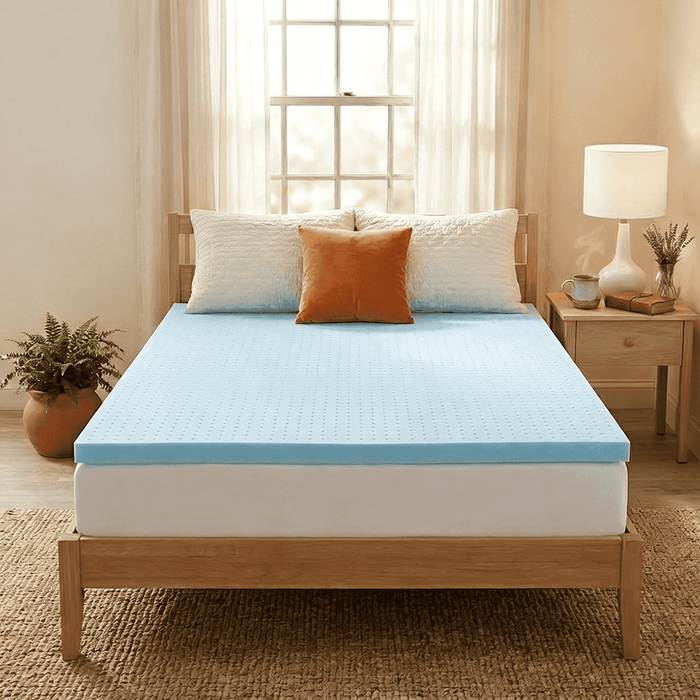 IULULU 3 inch Carlifonia King Blue Memory Foam Mattress Topper, Breathable High Density Support Foam Bed Pad for Pressure Relief & Cozy Sleep