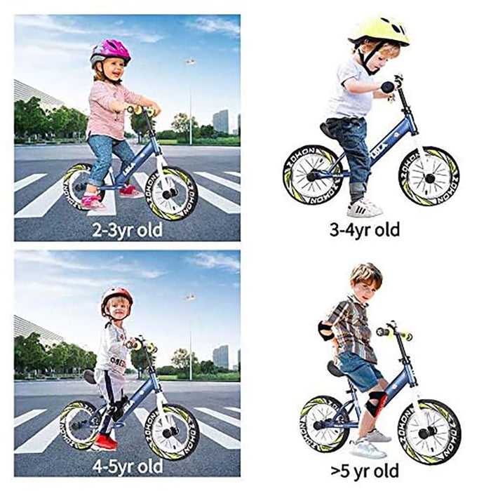 No Pedal Balance Bike, 12" Toddler Bicycle with Adjustable Seat Height Ages 3-6, Gloves included