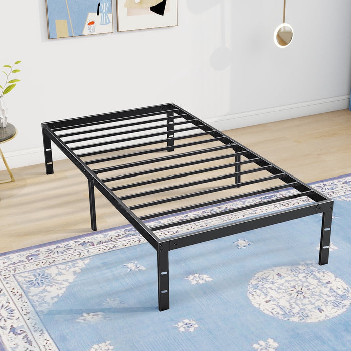 Simenmax Twin Size Metal Platform Bed Frame, Heavy Duty Mattress Foundation with Steel Slats Support, No Box Spring Needed, Black