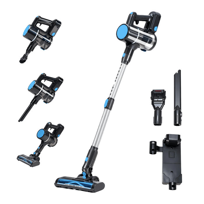 Taoset 3-in-1 Cordless Stick Vacuum Cleaner with LED Brush Head - Lightweight Rechargeable Vacuum for Hardwood Floors & Pet Hair, Blue silver