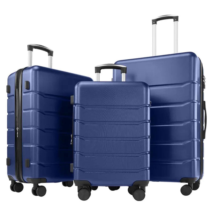 Taoset 20" + 24" + 28"Inch Expandable Hard Shell  Luggage Set, ABS Suitcase with Dual Spinner Wheels, TSA Locks, 3-Piece Spinner Suitcase Set, Blue