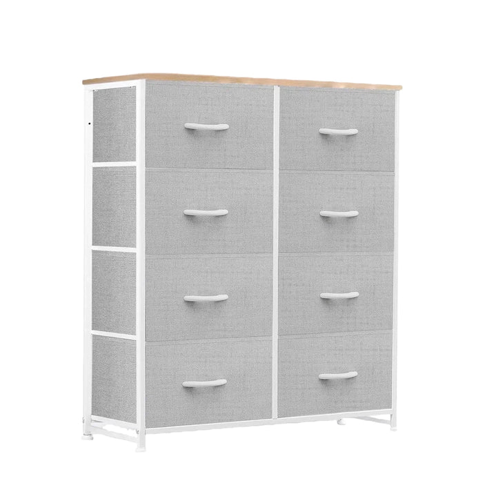 Nextay 8-Drawer Fabric Dresser for Bedroom, Storage Dresser Closet with Steel Frame & Wooden Top for Living Room, Dressing Room, Entryway, Light Gray