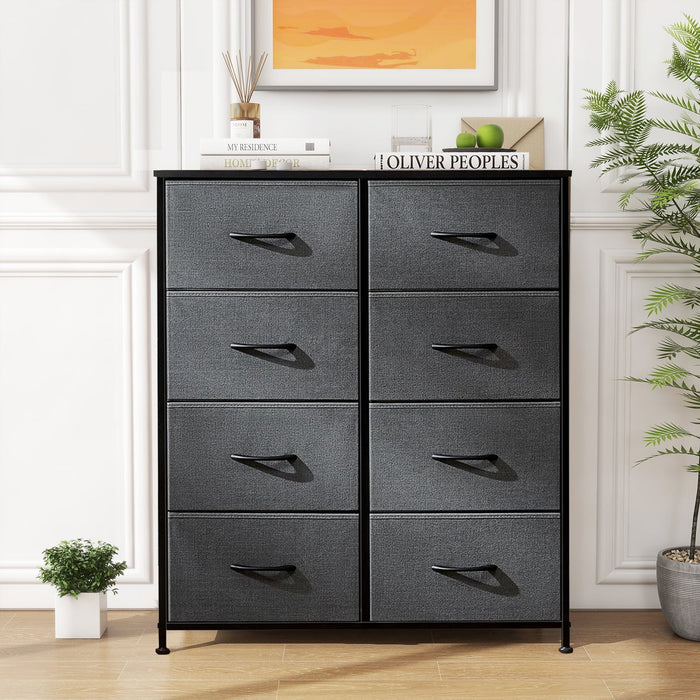 Blorly Dresser for Bedroom, Chests of Drawers, Storage Organizer with 8 Drawers, Sturdy Metal Frame, Wood Tabletop for Guest Room, Closet, Entryway, Nursery, Gray