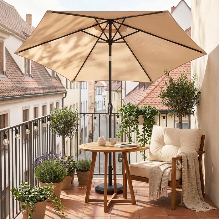 Ethovia 7.5FT Patio Umbrella, Waterproof with 6 Sturdy Ribs, Tilt & Crank Button – Perfect for Poolside, Terrace, Brown