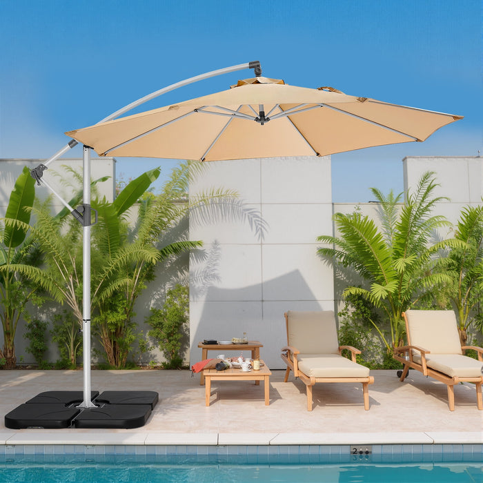 Betcozy Offset Patio Umbrella, 10 Ft Large Outdoors Patio Umbrella with UPF50+ UV Protection, Tilt and Crank Button, for Outdoors, Yard, Poolside, Lawn, Beige