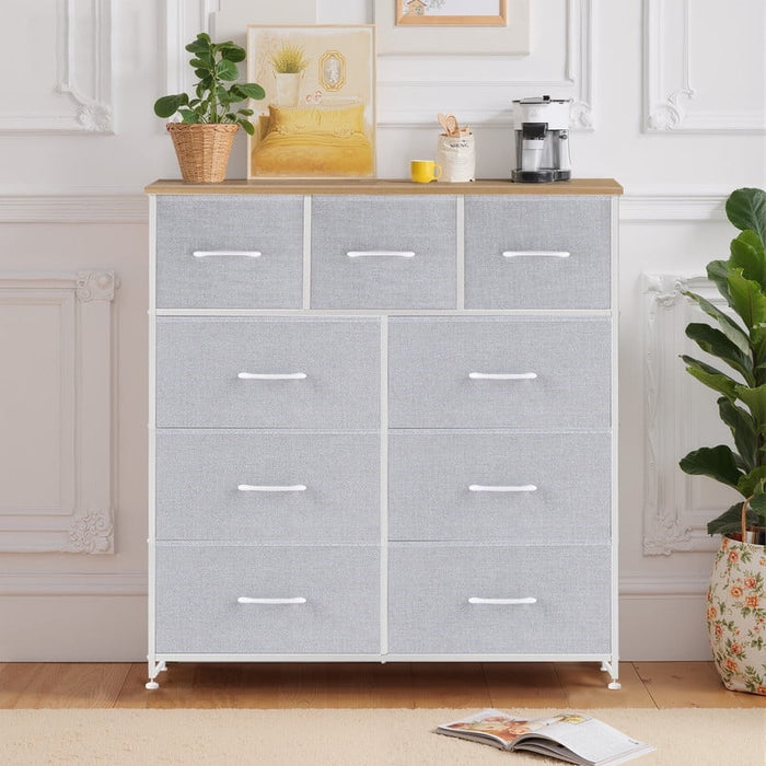 Simenmax 9 Dresser, Storage Drawers with Removable Fabric Bins, Fabric Closet Chests Organizer for Bedroom, Closet, Living Room, Light Gray