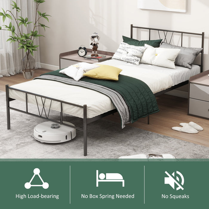 Bed Frame with Headboard & Footboard,Metal Platform Bed Frame,No Box Spring Needed,Quiet & Sturdy