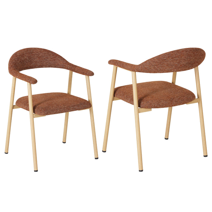 Upholstered Dining Chairs Set of 2, Modern Dining Room Chairs with Padded Seat and Supportive Backrest, Orange