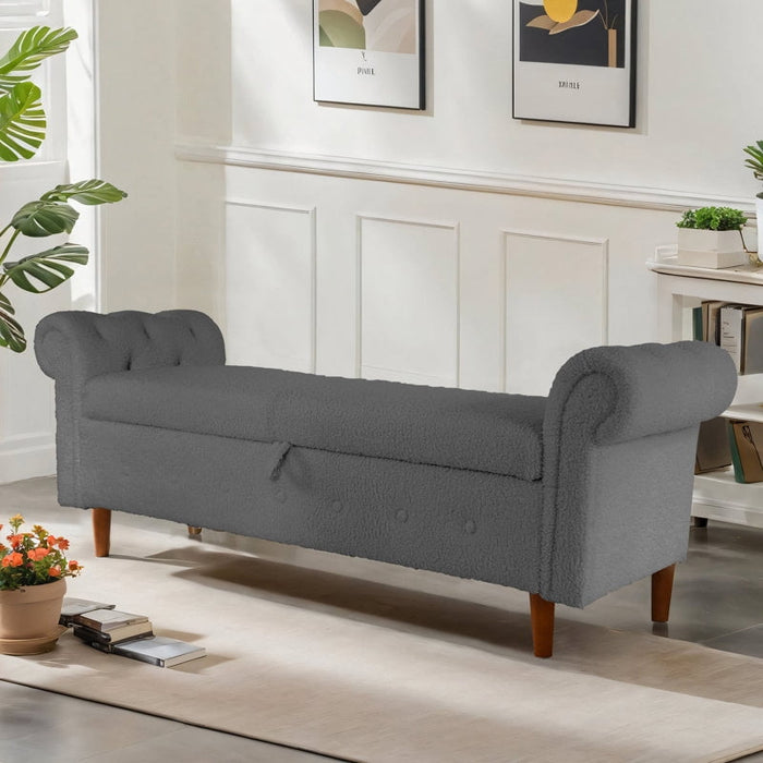 Blorly Dining Bench Made With Solid Wood Frame, Bench for Living Room, Bedroom, Entryway, Hallway (Teddy Gray)