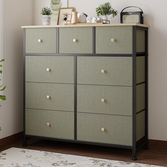 4/5/7/8/9 Drawer Dresser, TINKLE WELL Wide Fabric Storage Chest for Bedroom, Living Room, Closet