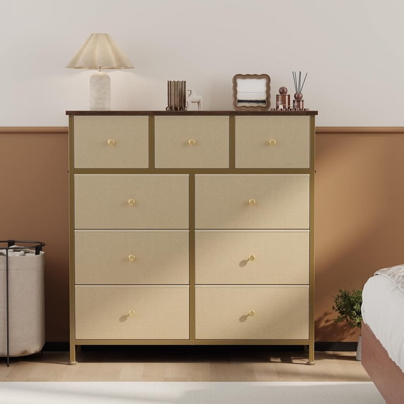 4/5/7/8/9 Drawer Dresser, TINKLE WELL Wide Fabric Storage Chest for Bedroom, Living Room, Closet