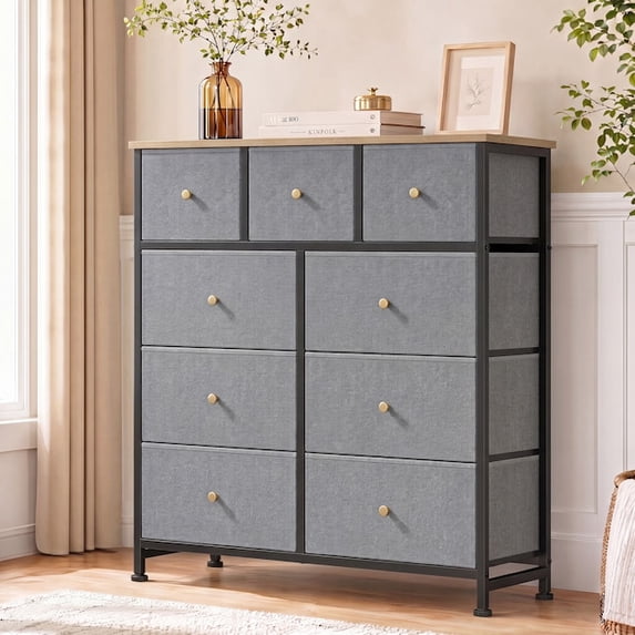 4/5/7/8/9 Drawer Dresser, TINKLE WELL Wide Fabric Storage Chest for Bedroom, Living Room, Closet