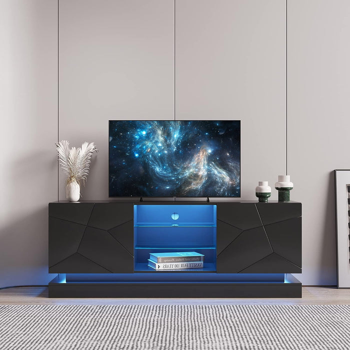 Blorly TV Cabinet,LED TV Stand Modern with Storage TV Entertainment Center for 70 Inch TV Media Console for Living Room Bedroom Meeting Room Black