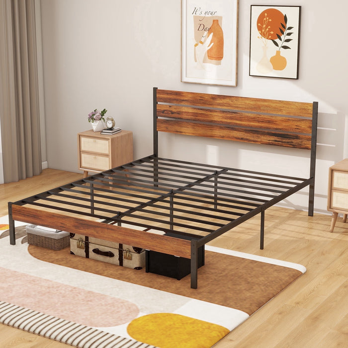 Nextay Full Size Metal Platform Bed Frame, No Box Spring Needed with 700LBS Sturdy Wooden Slats Support, Noise Free
